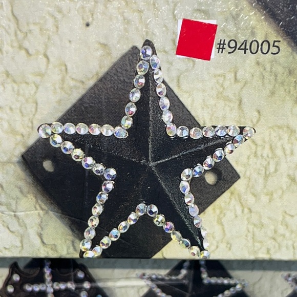 NIB WESTERN CAST IRON HOOKS STAR w/ CRYSTAL DETAIL NEW SET OF 2 - Picture 4 of 6